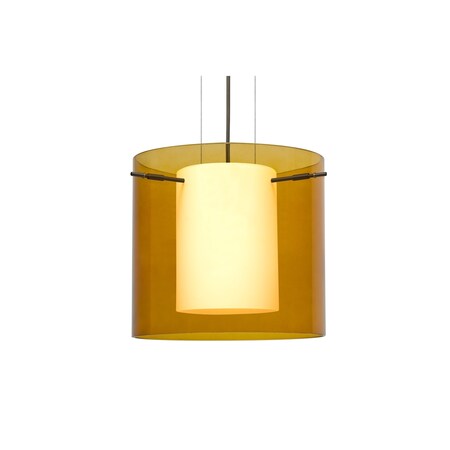 Besa Lighting Pahu 12 Cable Pendant, Trans. Armagnac/Opal, Bronze Finish, 1x11W LED 1KG-G18407-LED-BR